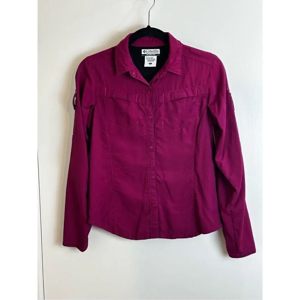 Columbia fuchsia shirt with snaps size Youth L
